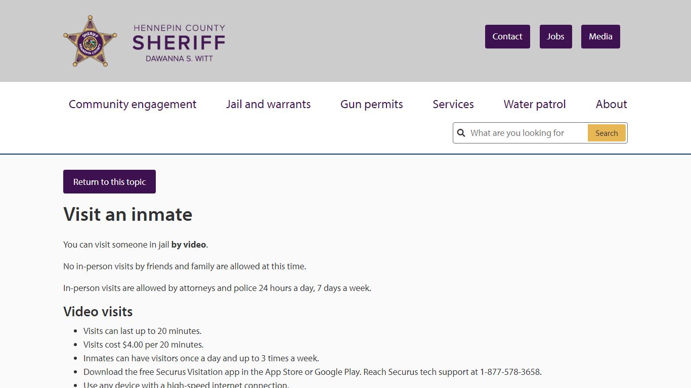 Visit an inmate | Hennepin County Sheriff's Office